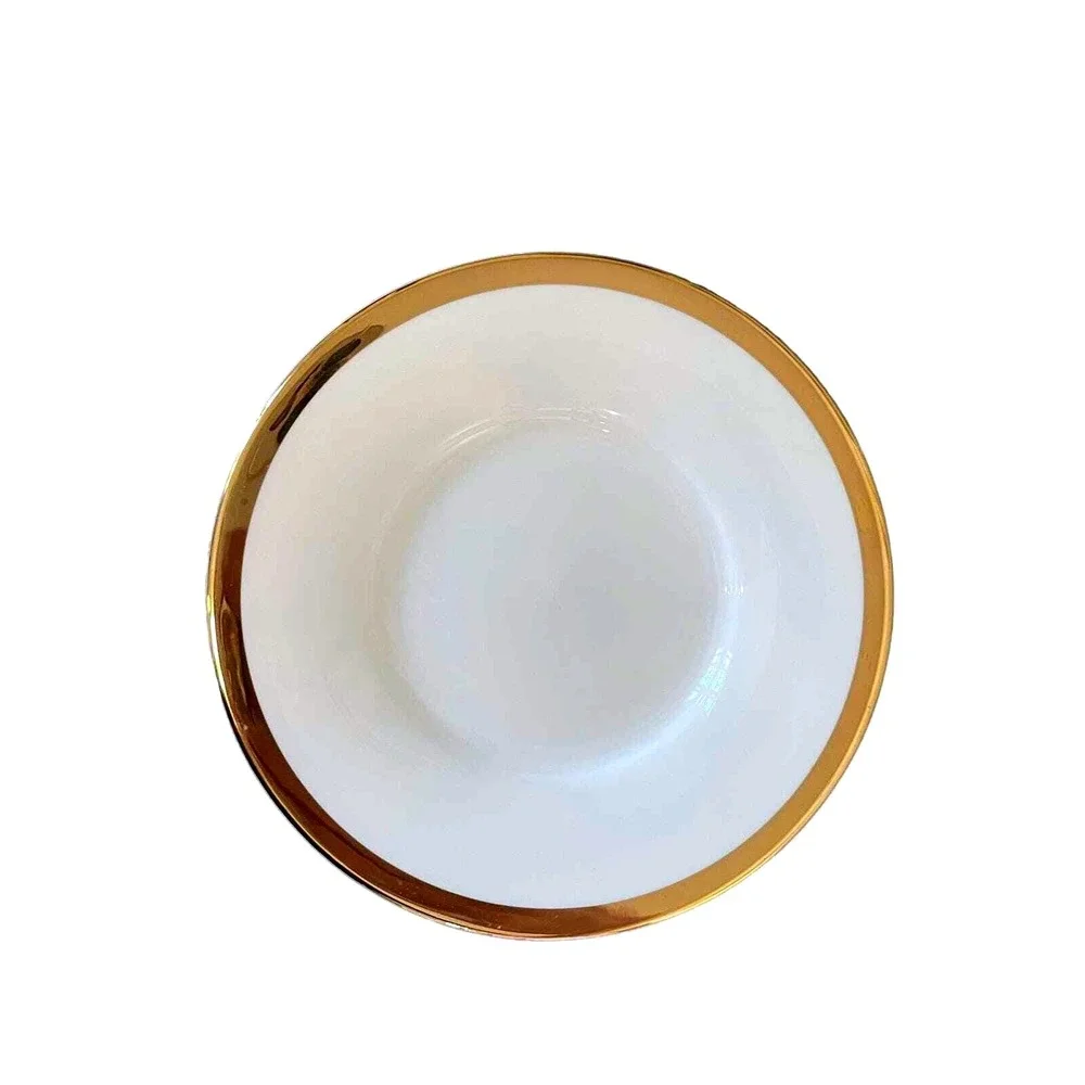 Pier 1 Gold Rim Porcelain‎ Dessert Plates Set 2 White Appetizer 6